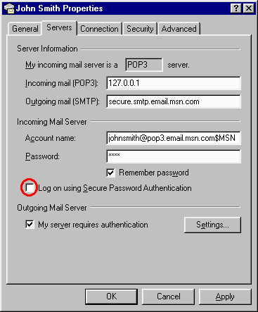 SpamWeasel MSN setup in Outlook Express