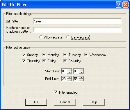 URL filter denying access to .exe files